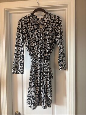 Donna Morgan Black and White Wrap Dress